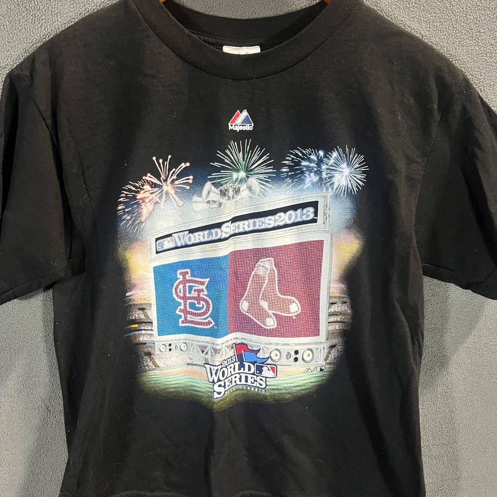 Majestic Kids 2013 World Series Roster T-Shirt Red Sox vs Cardinals Black L
